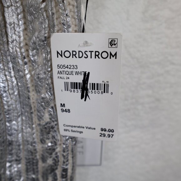 1. State Silver Cable Knit Sweater Vest Silver Metallic NWT - Medium - Picture 2 of 6